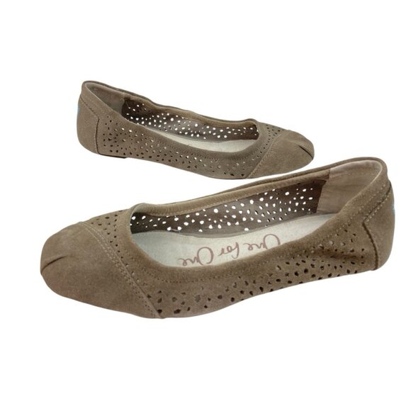 *New Toms Ballet Flats Womens Sz 7.5 Taupe Moroccan Cut Out Slip On Casual Shoes - Picture 7 of 11